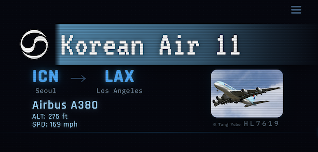 Skyby catch card showing the airline, aircraft type, and altitude of a flight overhead