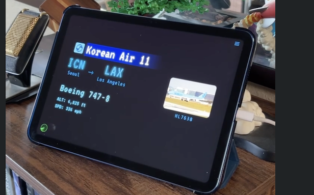 Skyby running on an iPad propped on a shelf